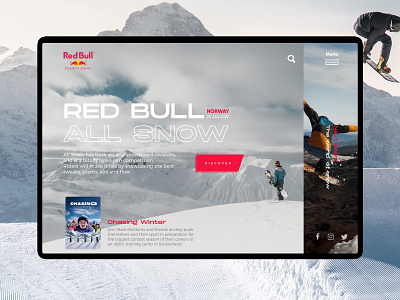 Red Bull Snowboarding branding design minimal typography ui ux web