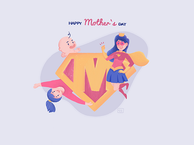Mother's Day cartoon design designer designs digitalart dribbble graphicdesign illustration illustrations ipadproart mothersday procreate quarantine supermom