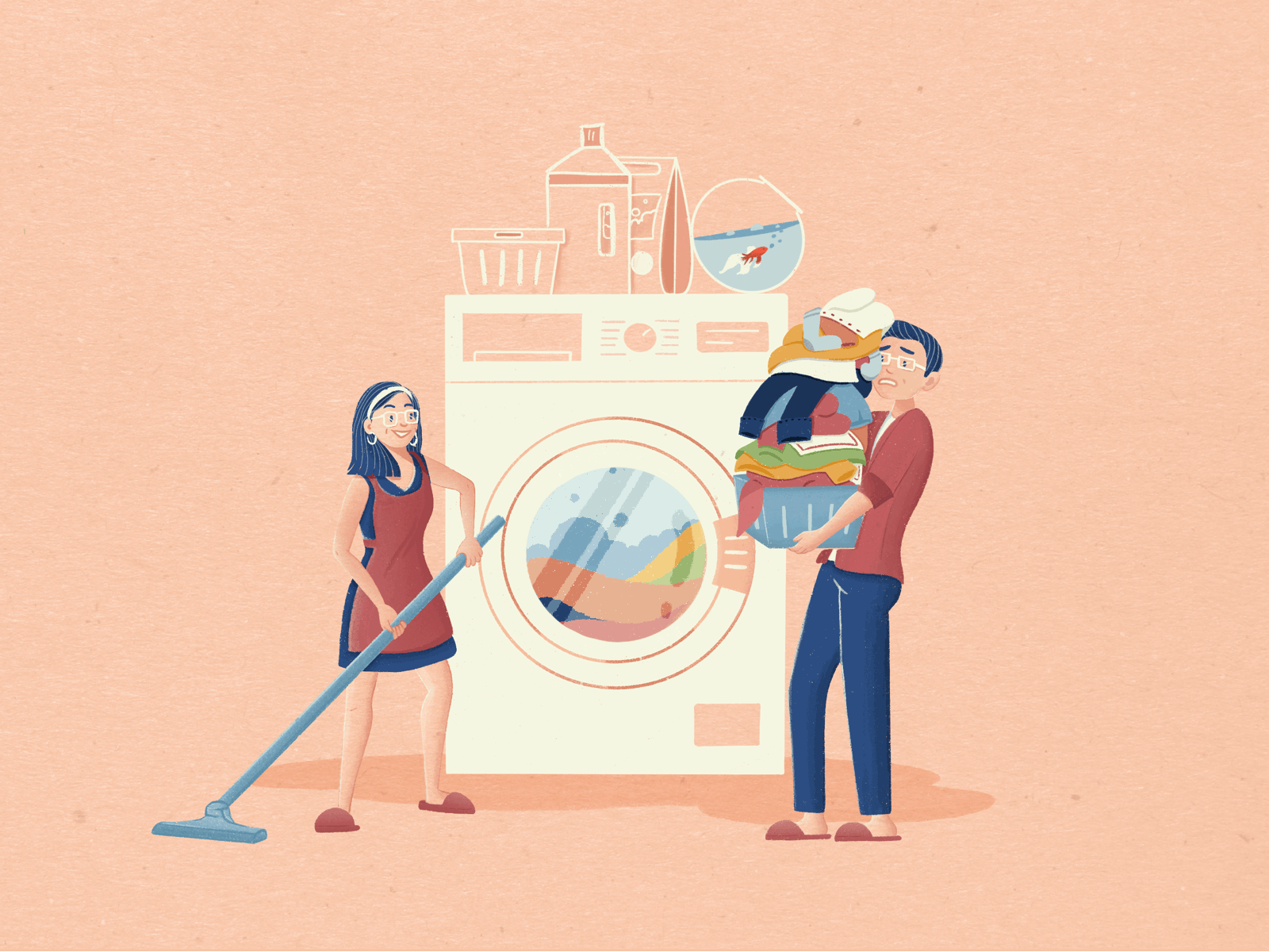 Household Chores animated animated gif boy boy illustration cartoon cartoon character cartoon design chores designer portfolio designs digitalart dribbble gif art girl girl illustration graphicdesign illustrations ipadproart procreate app quarantine