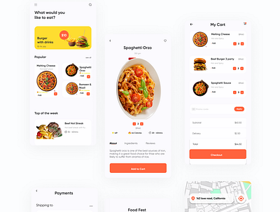 Food Ordering App android app design food iphone minimalist mobile ordering typography ui ux vector