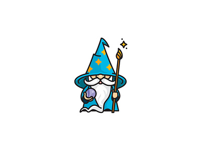 Fun Wizard Mascot beard character crystal ball illustration logo magician mascot wizard wizards hat