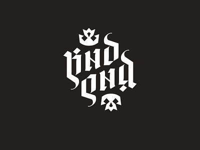 KND-QND ambigram logo ambigram blackletter crown custom lettering king lettering logo queen skull