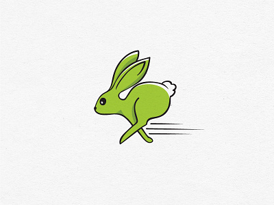 Rabbit fast green logo quick rabbit running