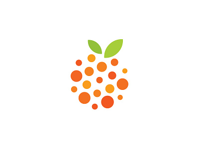 Orange Technology dots fruit geometric grid hexagon logo mark orange technology
