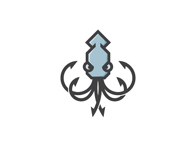 Squid geometric hook hooks kraken logo marine mark ocean sea seamonster squid tentacle tentacles