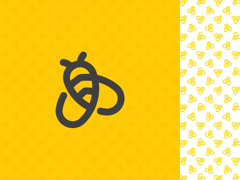 Simple Bee With Pattern pattern logo mark honeybee hive honey swarm circles geometic simple bee