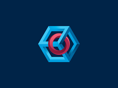 Impossible Cube & Ring 3d construction cube escheresque geometric logo mark ring technology