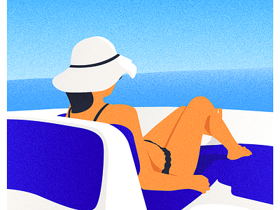ON THE BOAT AGAIN boat color design girl graphism illustration minimalist poster sea summer sun travel