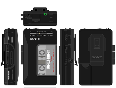 Product Renditions - Sony Walkman graphic design illustration product design technical drawing