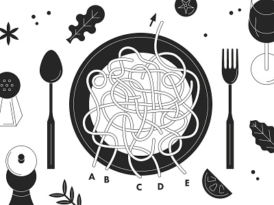 Мука_cafe and black cutlery food illustration maze plesmet vector white