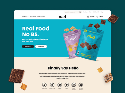 NudFud - Online Store design ecommerce food nutritional organic pack product snack store ui vegan website