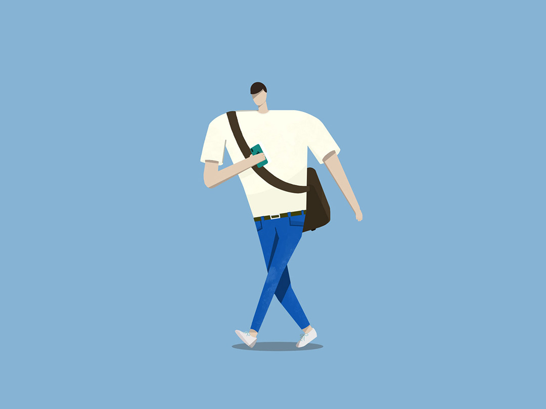 Phone Addict: The Distracted Walker by Raymond Tan on Dribbble