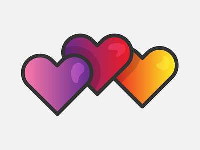 Dribbble Charm Concept charm charms color gradients heart hearts illustration stickermule