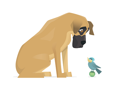 Conflict bird conflict dog greatdane illustration