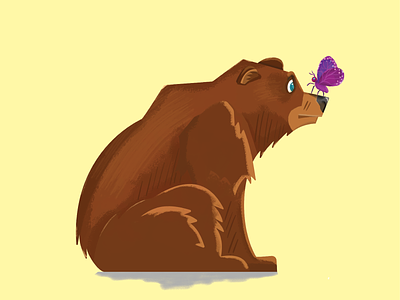 Bear Butterfly Dribbble bear brown butterfly drawing illustration illustrations photoshop