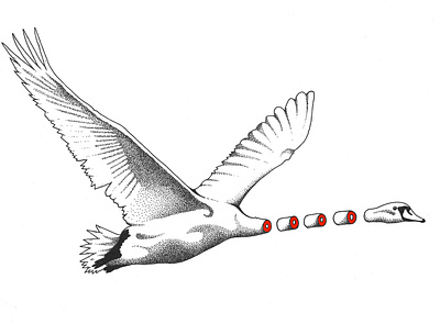 Swan illustration acrylic animal design dotwork handmade illustration ink swan