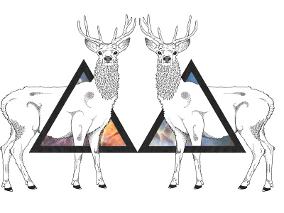 Enter Deer Dimension acrylic deer design digital dimension galaxy graphic design handmade illustration ink photoshop space