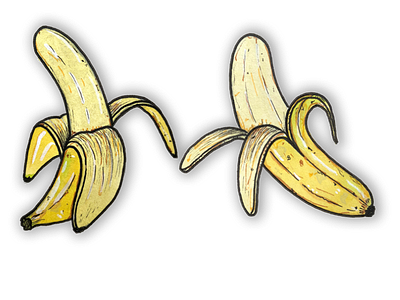 Banana illustration acrylic banana branding design graphic design handmade illustration ink logo