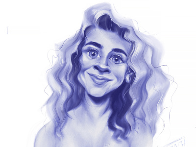 Self portrait blue character design digital art face human illustration line minimal pen portrait procreate profile woman