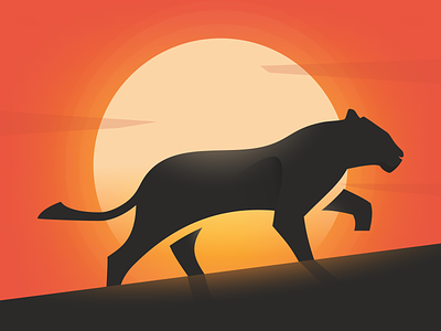 African Sunset africa illustration lioness sunset