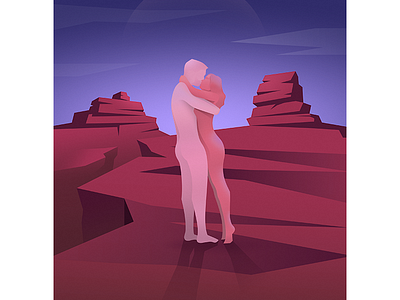 Primal canyon couple desert illustration lovers moon rocks
