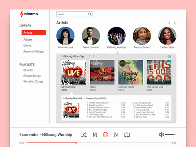 Winamp redesign design music app ui uiux design ux web app winamp redesign