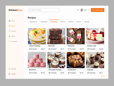 Recipes page design recipe website recipes page ui uiux design ux web app