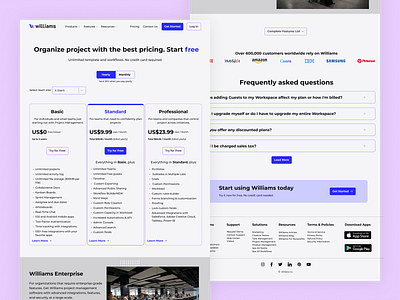 Pricing page design pricing page project management website ui uiux design ux