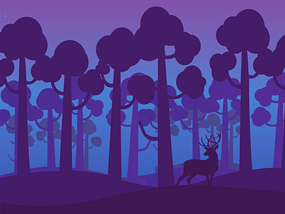 Night forest illustration