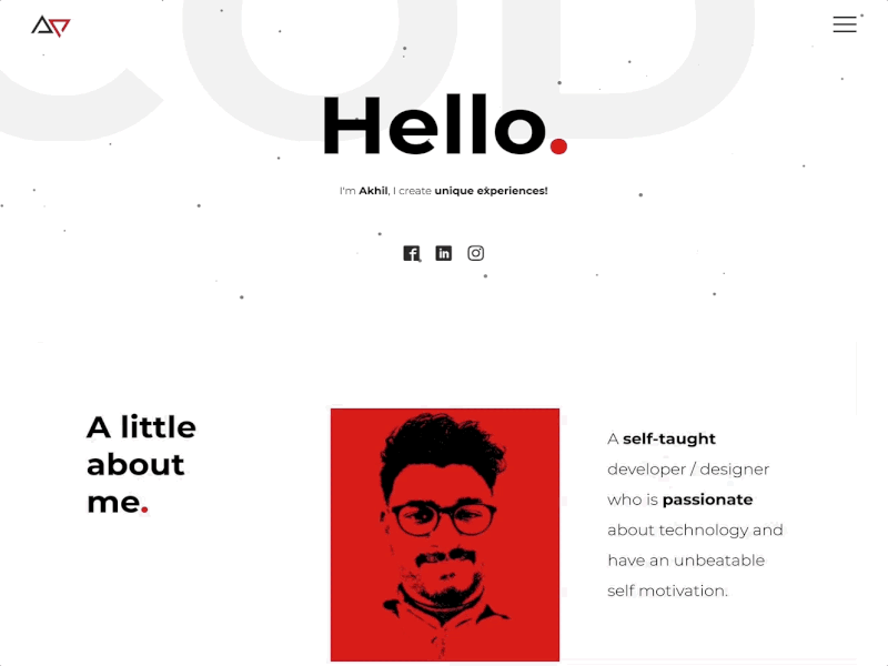 Personal Portfolio site Design and Animations