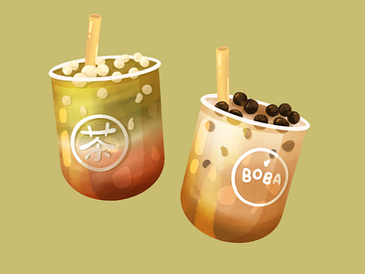 Bubble Tea Digital Art art bubble tea digital art digital design graphic art graphic design illustration procreate procreate art ui visual design