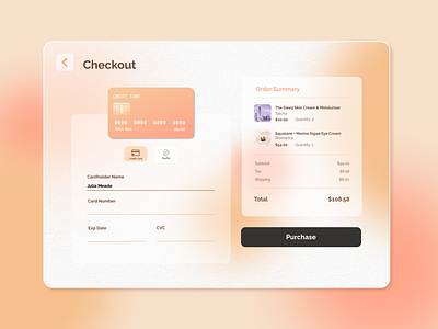 Beauty Product Checkout/Credit Card Page
