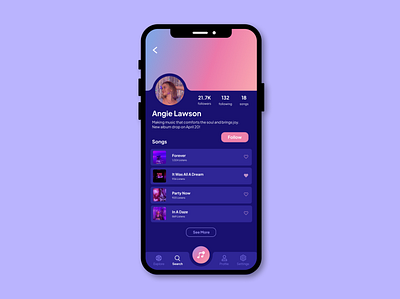 Discover Music User Profile app design cyberpunk dailyui design design challenge figma illustration interface product design profile page ui ui challenge ui design user page user profile ux ux challenge ux design