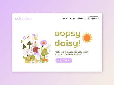 404 Error Page 404 error 404 page app design dailyui daisy environment error page figma illustration interface ui ui challenge ui design uiux ux ux challenge ux design web page website