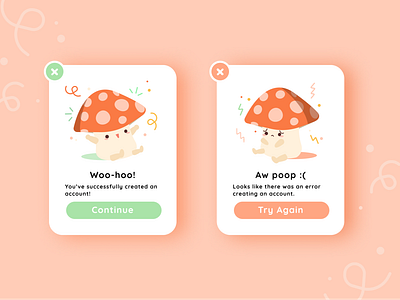 Mushroom Theme Flash Message app design dailyui design challenge figma figma design flash message graphic design illustration ios app mushroom product design ui ui design ux ux design vector vector art