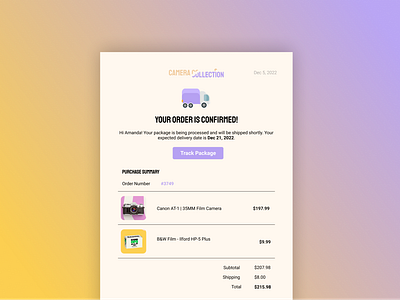 Order Confirmation Email Receipt dailyui email email confirmation email receipt figma figma design online shop online store order confirmed receipt ui ui design ux ux design web design