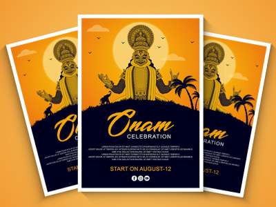 Onam Festival Poster design festival poster graphic design onam poster template typography