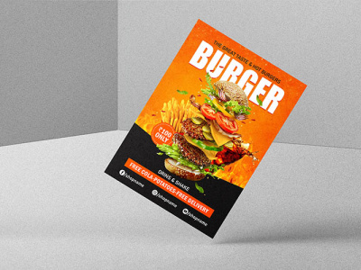 Hot Burger Flyer burger burger flyer flyer food poster template typography