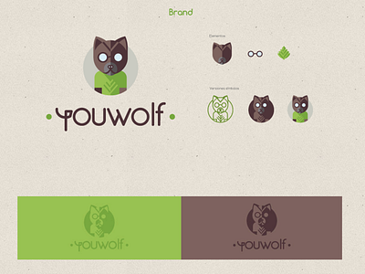 Youwolf Logotype & Symbol branding design flat logo