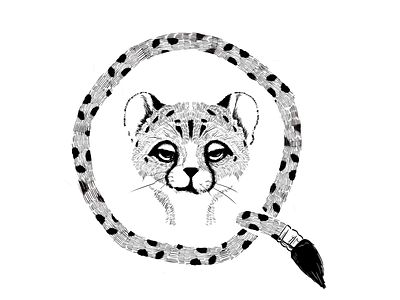 Cheetah 2d black white illustration