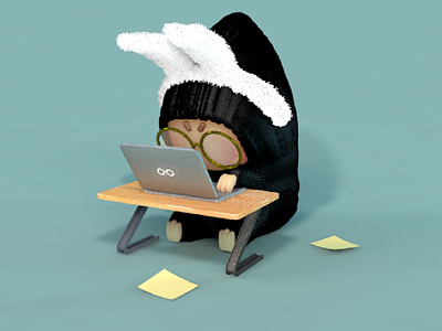 coding guy 3d character illustration