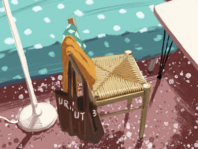 A chair in summer 2d art design illustration 插图 设计