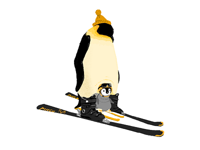 skiing penguins 2d illustration procreate ipad