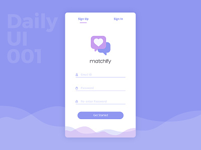 Daily UI 001 - Sign Up Screen app design challenge daily design daily ui user interface
