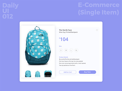 Daily UI Challenge #12 - E-comm Single Item daily ui design ecommerce shopping ui user interface web web design