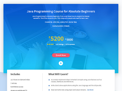 Course Page for a educational website