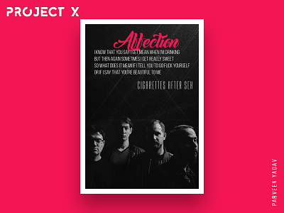 Project X : 10 Music Artists | 10 Songs | 10 Posters affection cigarettes after sex music band