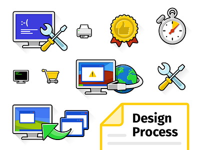 Beebit Icons + Design Process free icon internet monitor pc process repair story tutorial vector watch wrench