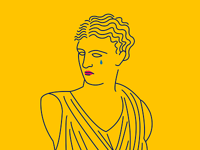 Venus drawing greek illustration line sad statue yellow