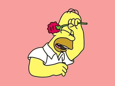 Homer Simpson drawing flower homer simpson illustration sad the simpsons